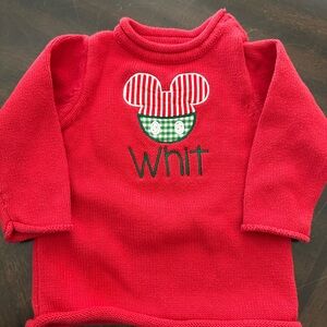Red Kids Sweater with Mouse Design